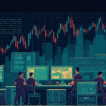 Vibrant pixel art of algo trading