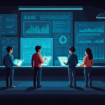 Pixel art investment analysis scene