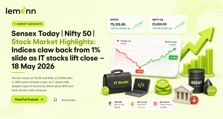 Sensex Today | Nifty 50 | Stock Market Highlights: Indices claw back from 1% slide as IT stocks lift close