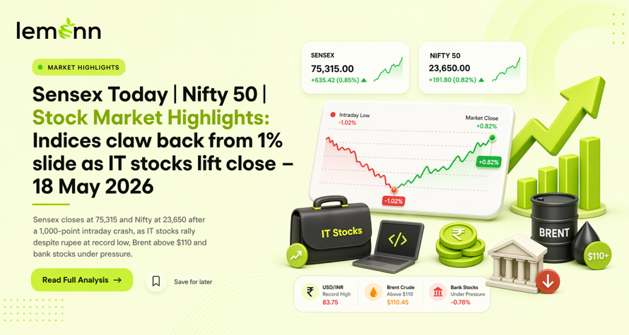 Sensex Today | Nifty 50 | Stock Market Highlights: Indices claw back from 1% slide as IT stocks lift close