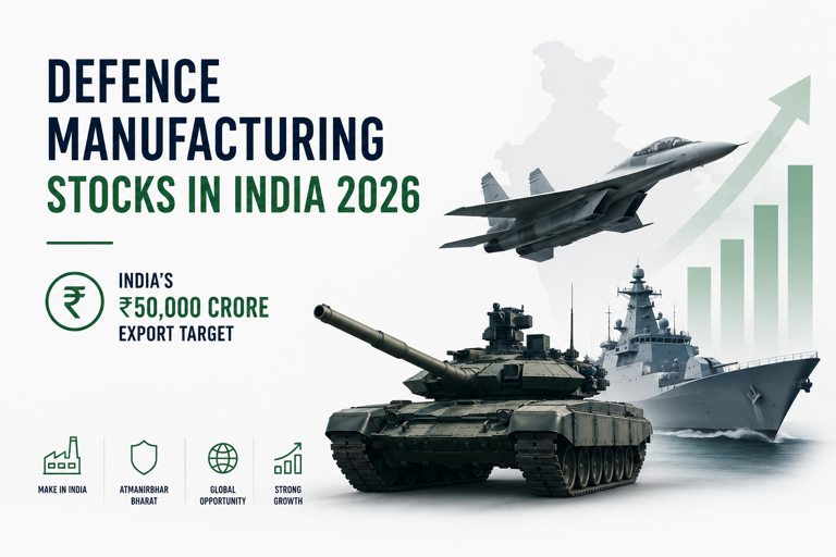 Defence Manufacturing Stocks in India 2026 India's ₹50,000 Crore Export Target.png