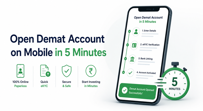 Open Demat Account on Mobile in 5 Minutes
