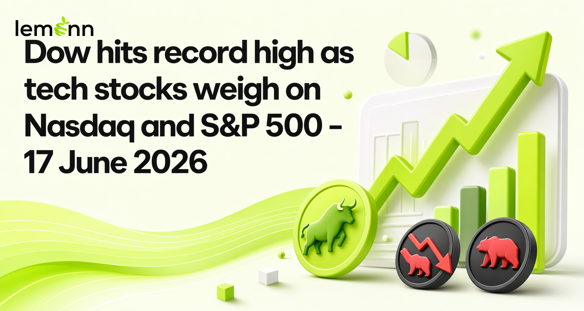 Dow Jones closed at a record high near 52,017 while Nasdaq and S&P 500 slipped as investors rotated out of tech ahead of the US Fed decision.