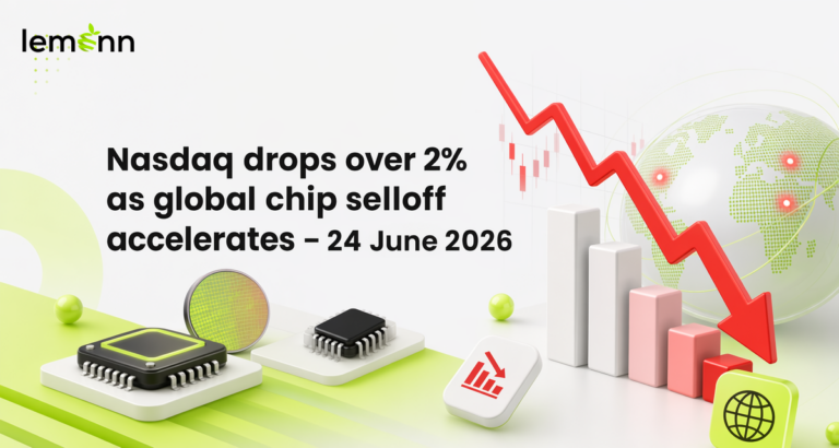 US stocks fell as a sharp selloff in AI-linked chipmakers dragged the Nasdaq over 2% lower, with Micron, SanDisk and Intel sliding while global indices from Kospi to Nikkei tracked the tech-led rout.