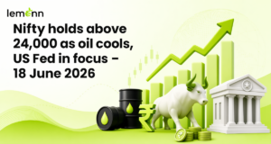 Nifty closes at 24,086, extending gains on softer oil, firm rupee and low India VIX. IT, metals, PSU banks advance while traders eye 24,200 breakout and US Fed decision.
