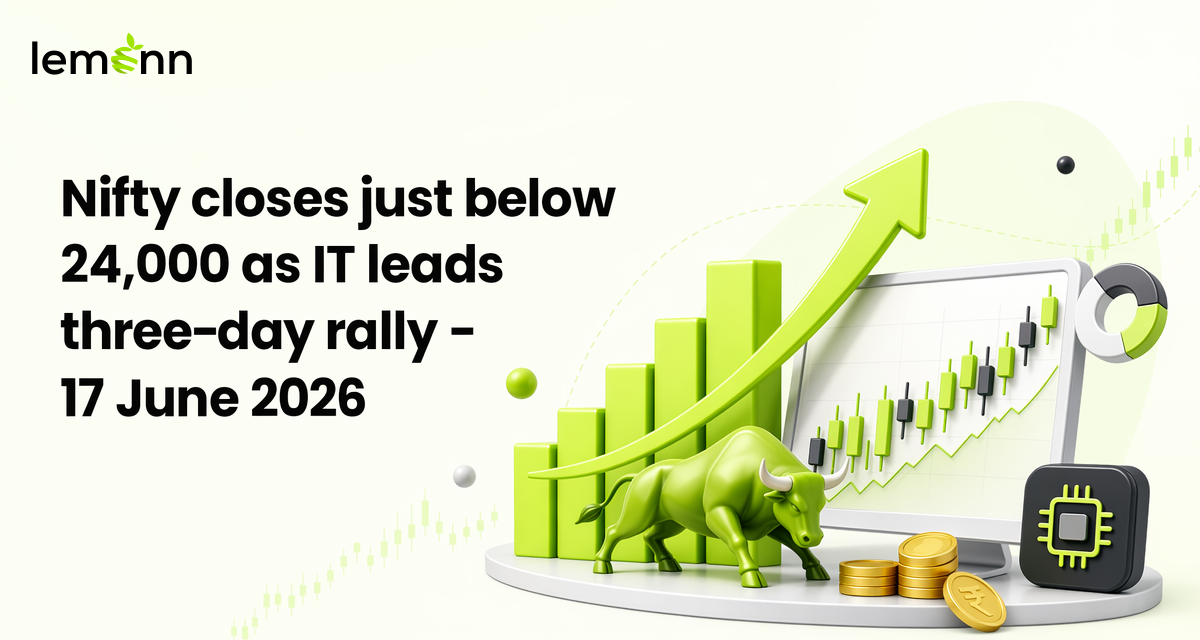 Nifty 50 closed at 23,989 and Sensex at 76,809, extending a three-day rally led by IT stocks, easing crude prices and optimism over a US-Iran peace deal, while resistance near 24,000 capped further gains.