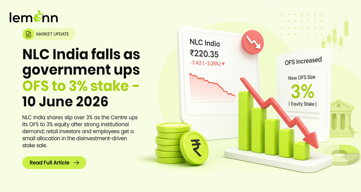 NLC India falls as government ups OFS to 3% stake