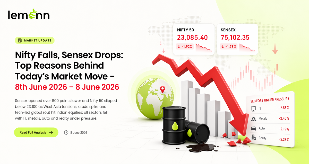 Nifty Falls, Sensex Drops: Top Reasons Behind Today’s Market Move - 8th June 2026