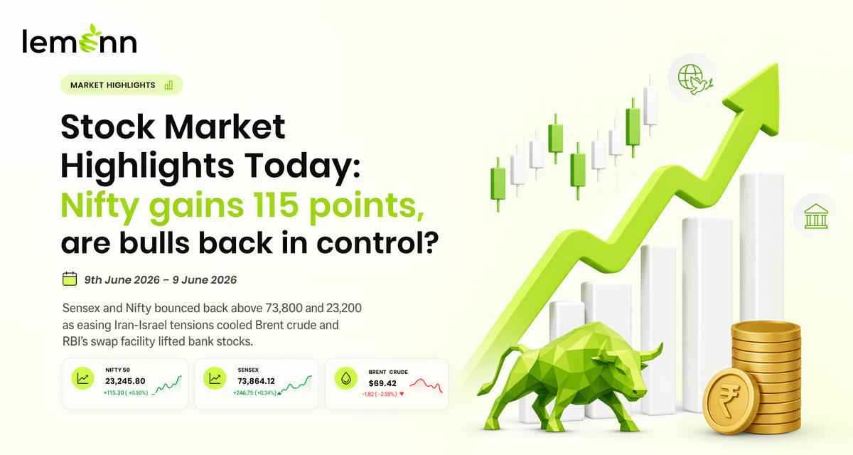 Stock Market Highlights Today: Nifty gains 115 points, are bulls back in control? - 9th June 2026