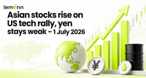 Nikkei 225 and Kospi rise over 1% as Asian stocks follow US tech-led rally, while yen trades near 162.65 per dollar and Brent crude edges higher.