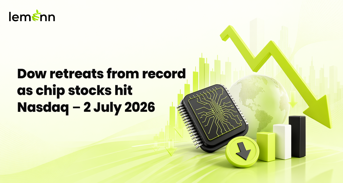 US stocks opened July weaker as the Dow retreated from a record high while chipmakers hit the Nasdaq. Meta rallied, Fed Chair Kevin Warsh stressed price stability, and traders eyed key US jobs data.