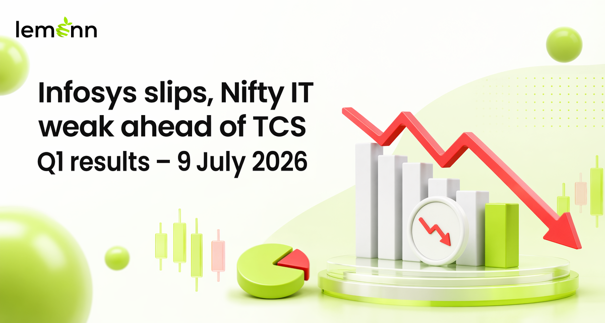 Infosys trades near Rs 1,050 with a 1.5% intraday drop and weak 3-month returns as Nifty IT underperforms ahead of TCS Q1 earnings and AI concerns on Indian IT.