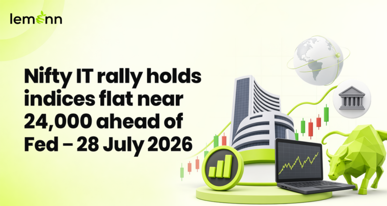 Indian stocks ended flat with Nifty near 24,000 as IT shares rallied, global tech rout weighed, and traders eyed US Fed policy and crude-driven macro cues.