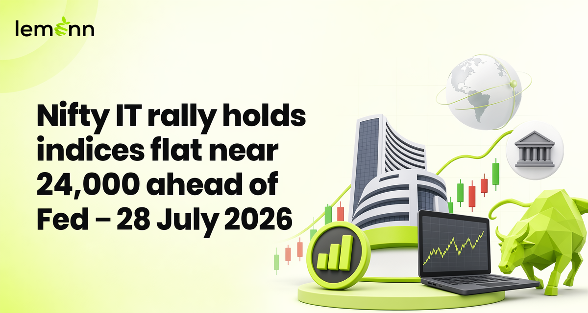 Indian stocks ended flat with Nifty near 24,000 as IT shares rallied, global tech rout weighed, and traders eyed US Fed policy and crude-driven macro cues.