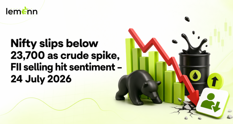 Sensex and Nifty opened sharply lower on July 24 as Brent crude stayed above $100, FIIs sold.