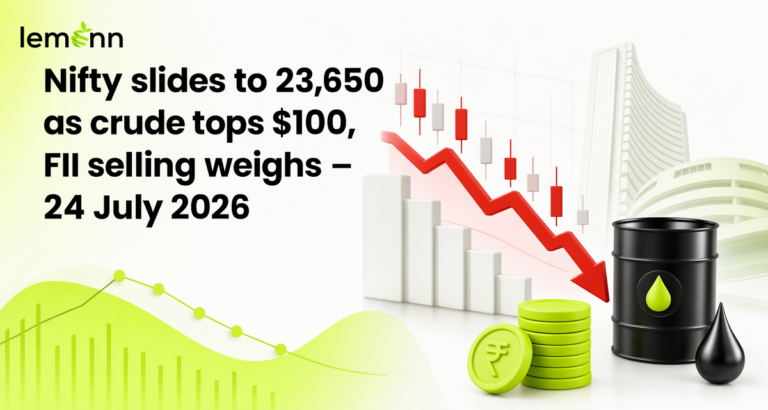 Indian markets fell for a fifth session as Nifty hit 23,606, Sensex dropped 900 points.