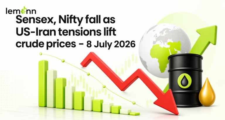 Indian stock market fell about 0.6% as Brent crude hit $76 on US‑Iran tensions. Sensex, Nifty declined, oil‑sensitive stocks like HPCL, IndiGo dropped, while pharma shares gained and India VIX rose over 5%.