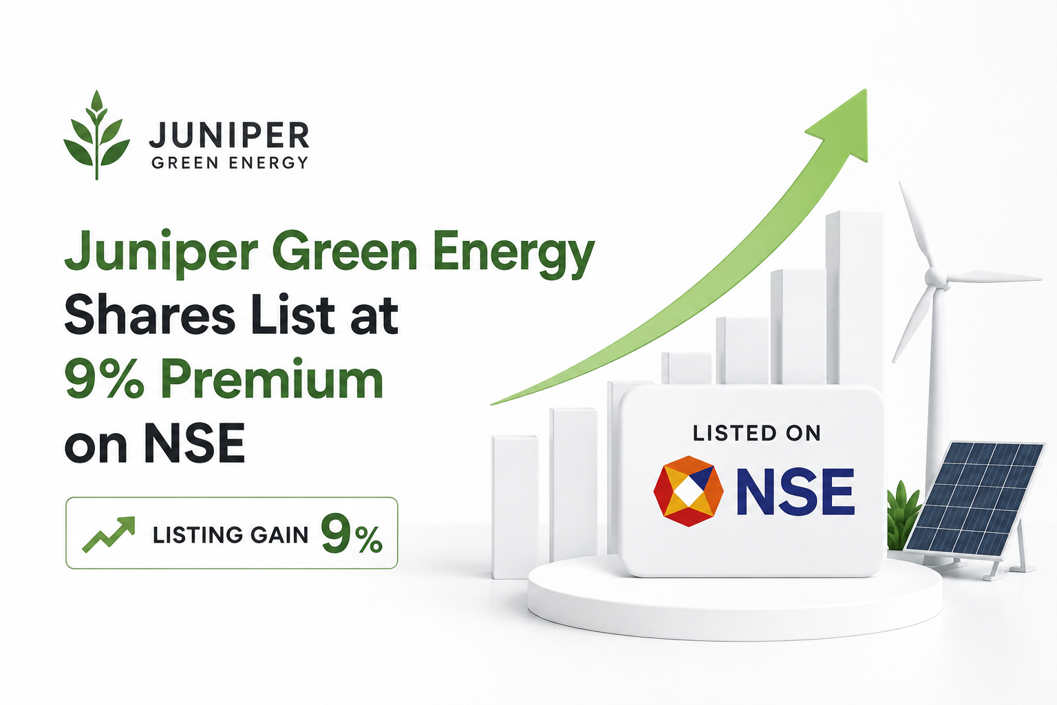 Juniper Green Energy Shares List at 9% Premium on NSE