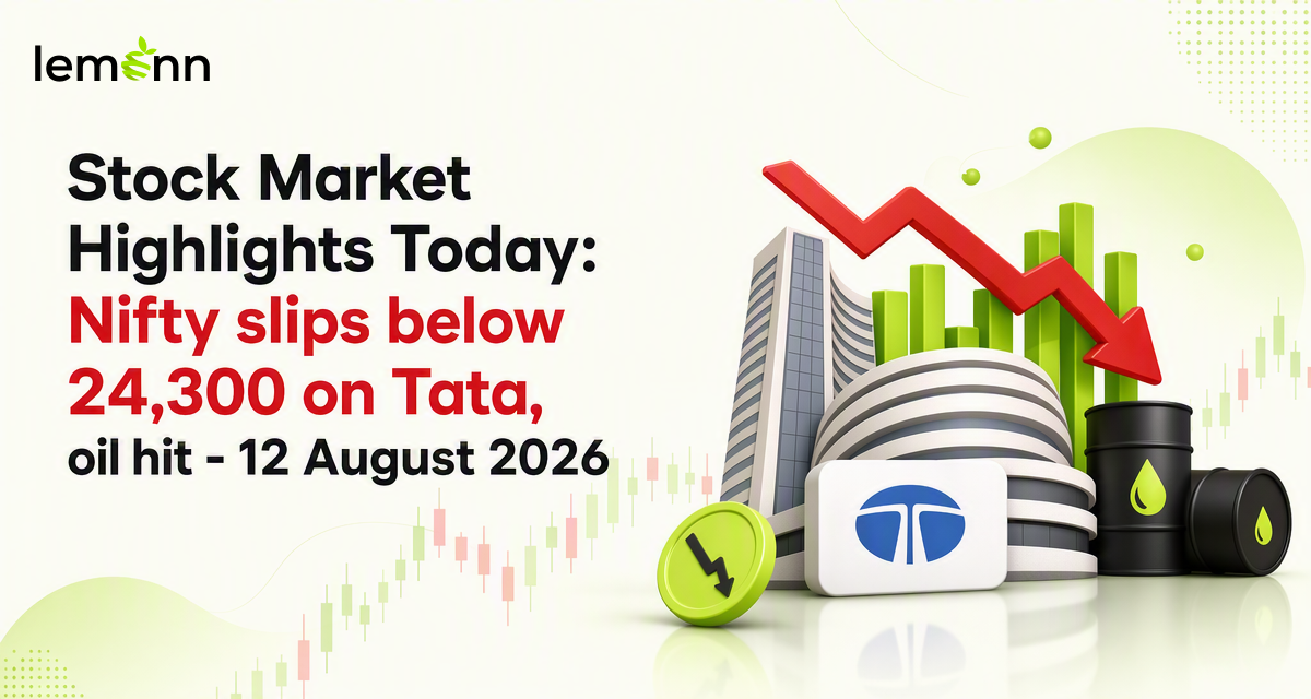 Sensex fell over 600 points and Nifty dropped below 24,300 on August 12, 2026 as Tata Group stocks slid after N Chandrasekaran’s exit and Brent crude.
