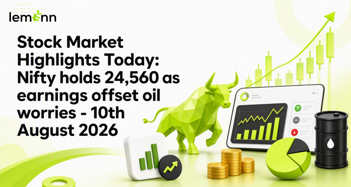 Nifty closed near 24,560 and Sensex around 78,479 as strong Q1 earnings offset oil worries, with Titan, ICICI Bank and Tata Steel among key gainers.