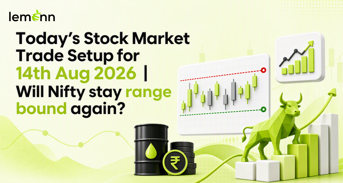 Indian stock market trade setup for 14 Aug 2026 as GIFT Nifty signals a muted open, with Nifty resistance at 24,450, support at 24,300 and crude prices.