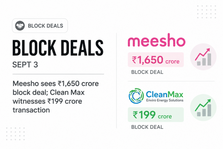Block deals on Sept 3: Meesho, Clean Max see big trades