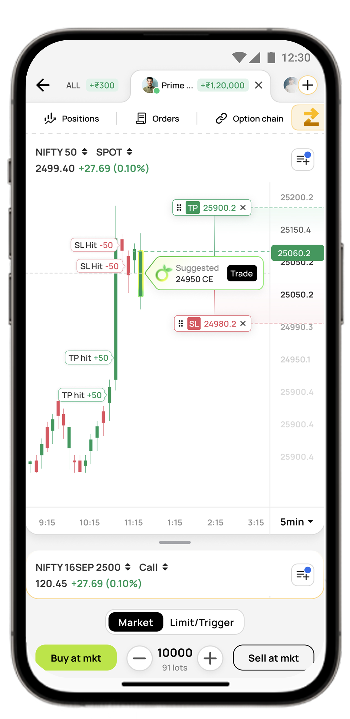 Zing trading interface with live signals and one-click trades