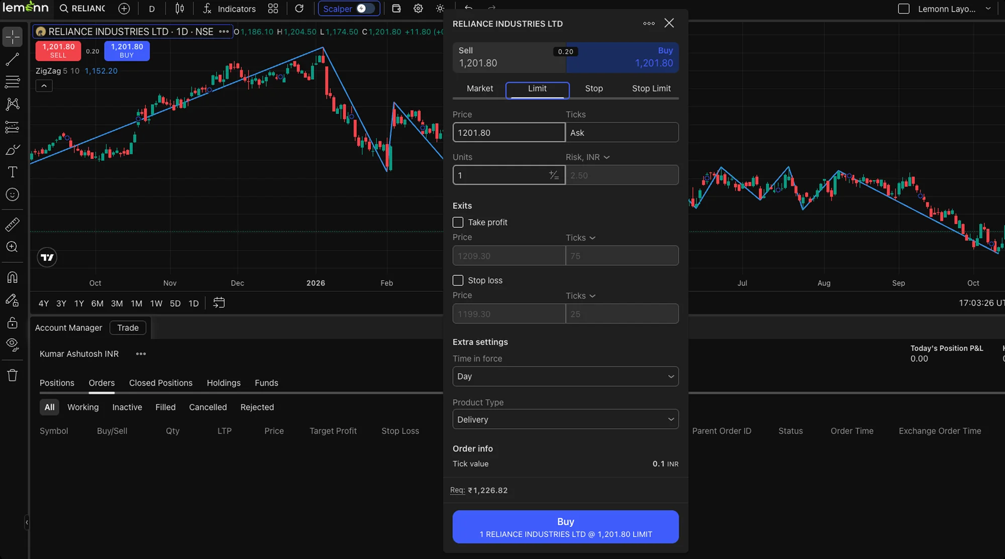 Lemonn Web Terminal: Advanced Order Types